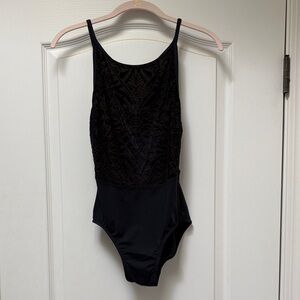 Elegant Suffolk Black Lace Women's Leotard